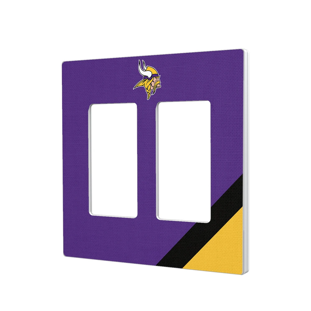 Minnesota Vikings Diagonal Stripe Double Rocker Light Switch Plate