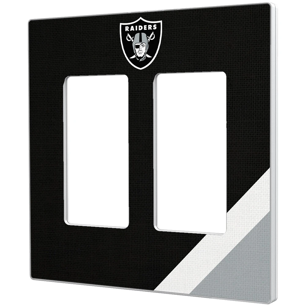 Las Vegas Raiders Diagonal Stripe Double Rocker Light Switch Plate