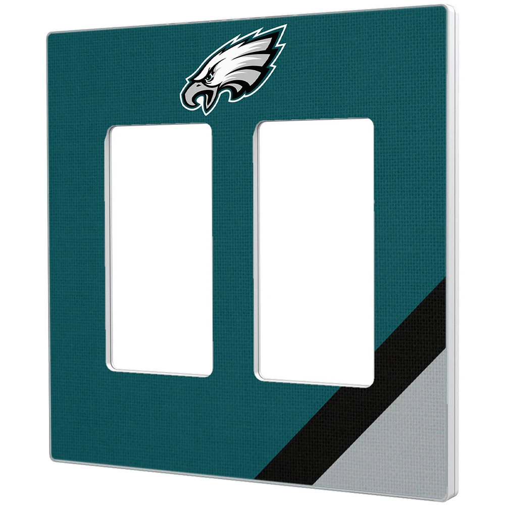 Philadelphia Eagles Diagonal Stripe Double Rocker Light Switch Plate
