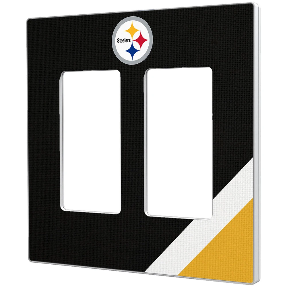 Pittsburgh Steelers Diagonal Stripe Double Rocker Light Switch Plate