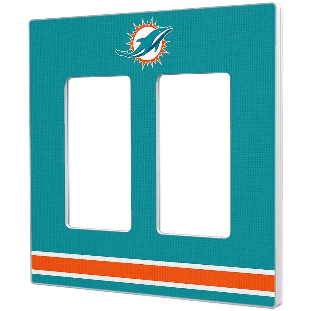 Miami Dolphins Stripe Double Rocker Light Switch Plate