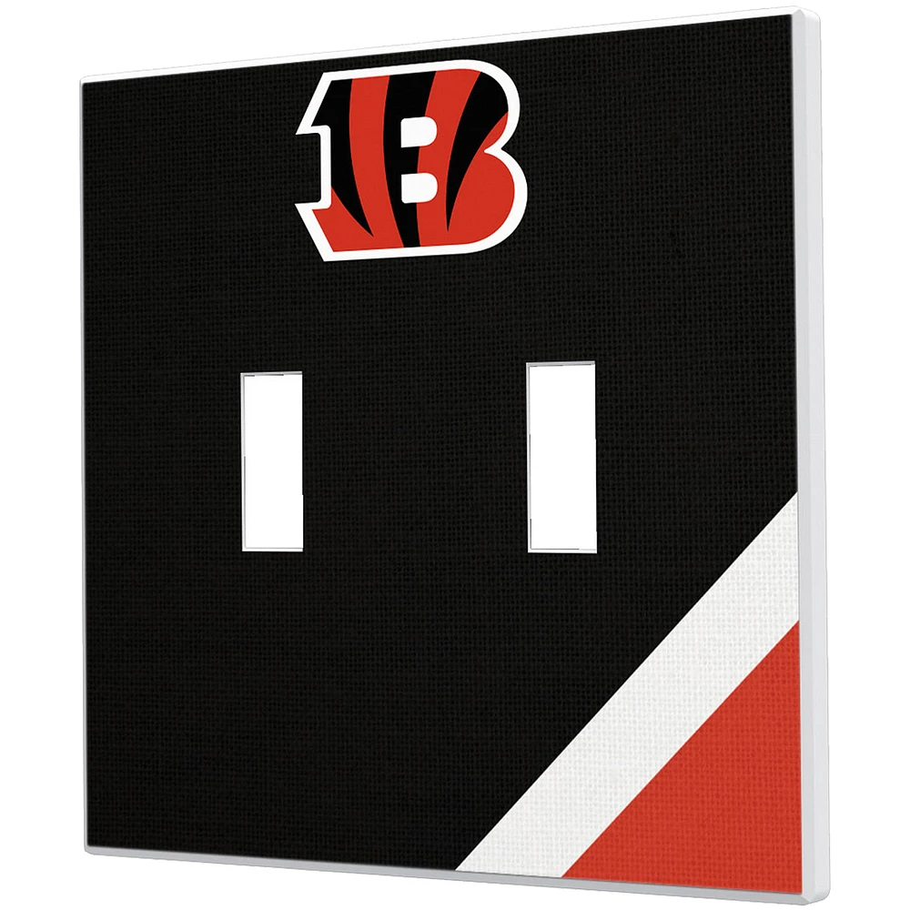 Cincinnati Bengals Diagonal Stripe Double Toggle Light Switch Plate