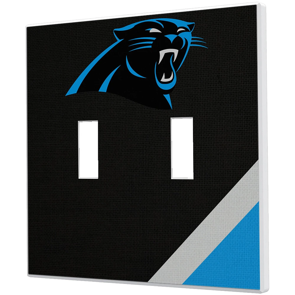 Carolina Panthers Diagonal Stripe Double Toggle Light Switch Plate