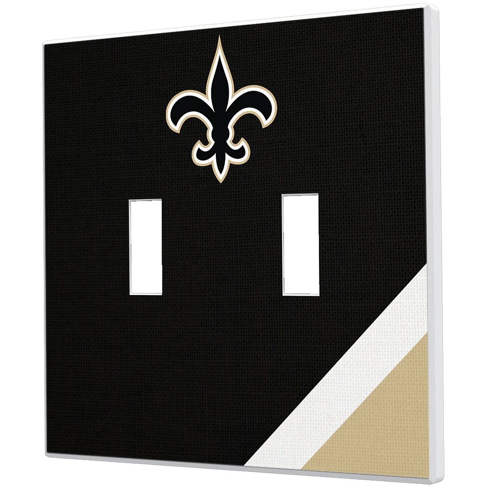 New Orleans Saints Diagonal Stripe Double Toggle Light Switch Plate