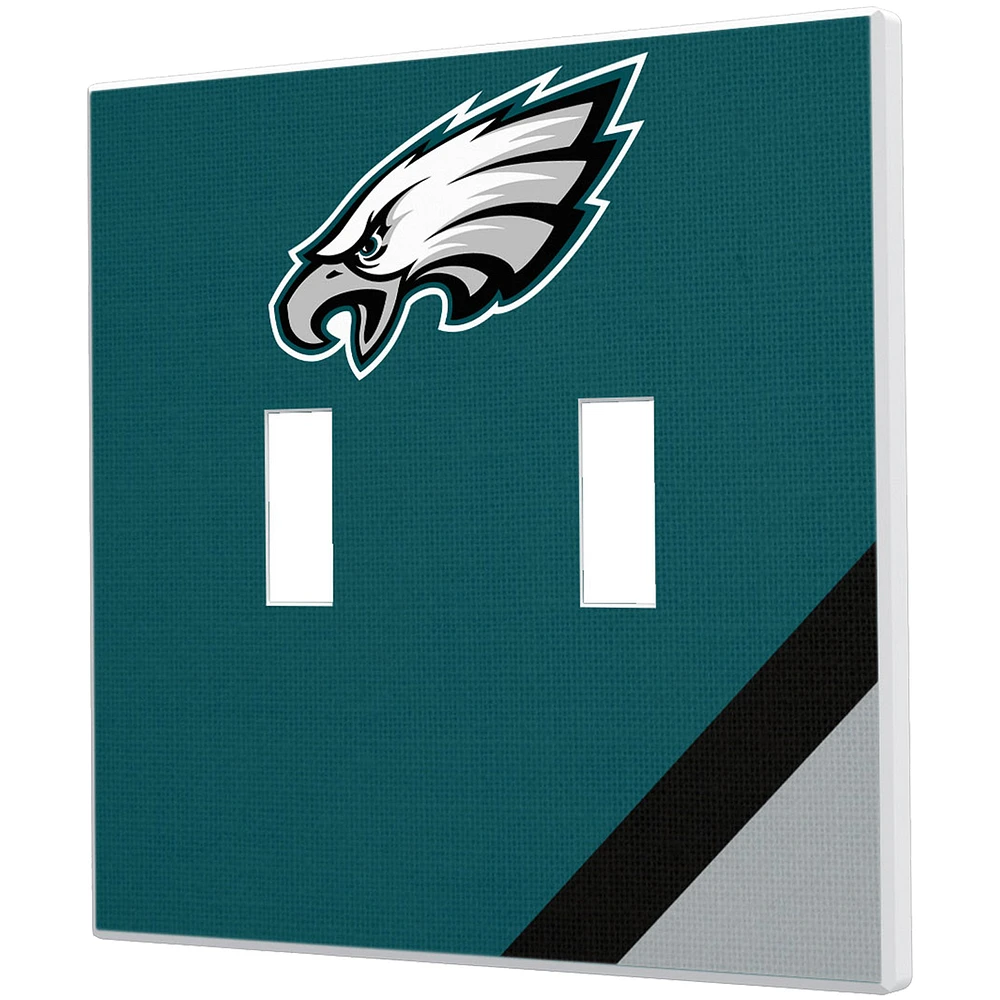 Philadelphia Eagles Diagonal Stripe Double Toggle Light Switch Plate