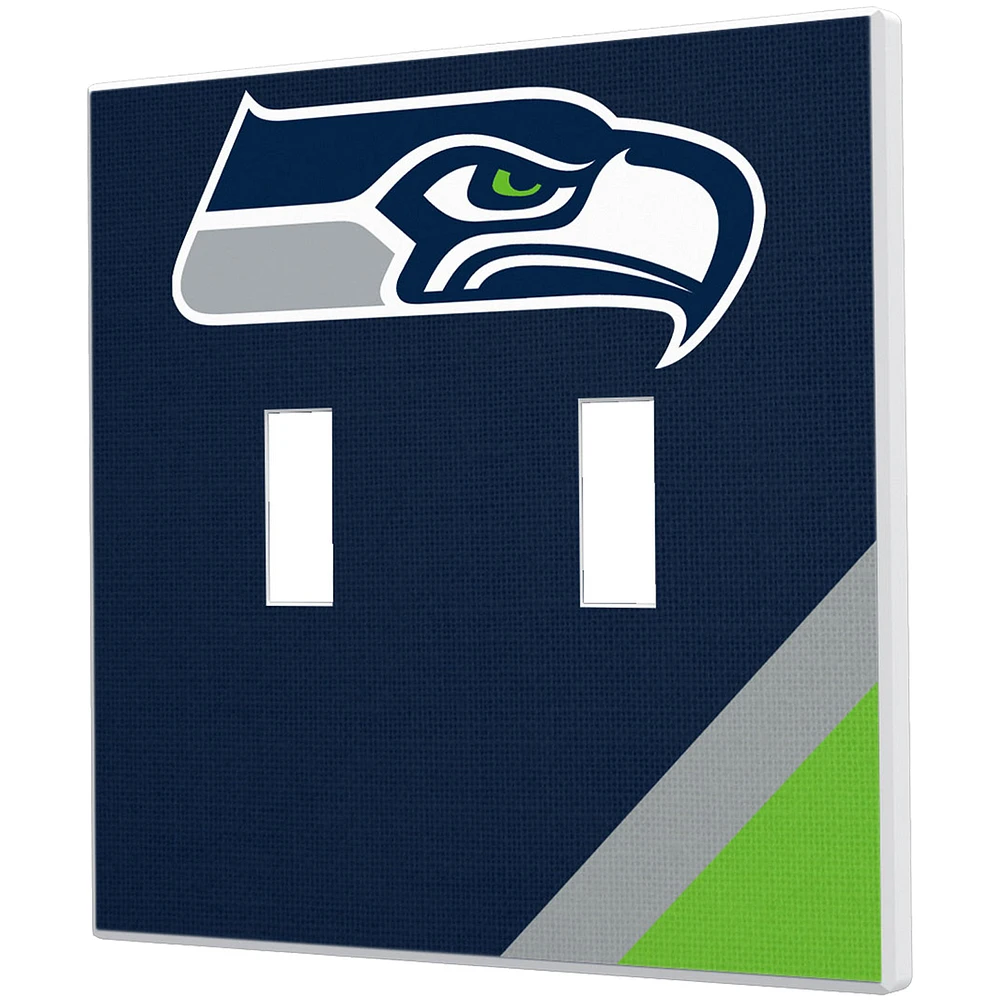 Seattle Seahawks Diagonal Stripe Double Toggle Light Switch Plate