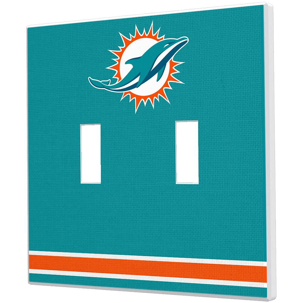 Miami Dolphins Stripe Double Toggle Light Switch Plate