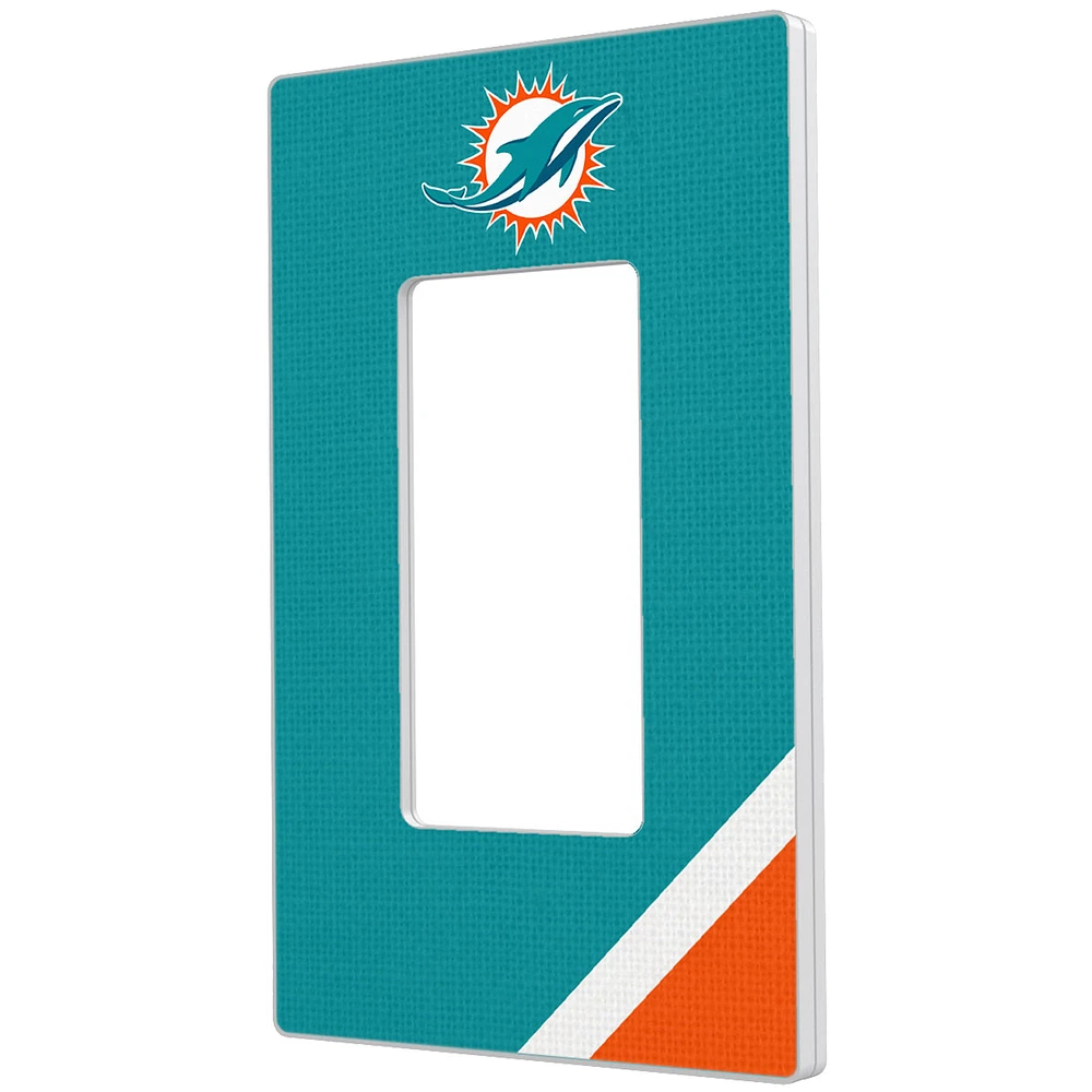 Miami Dolphins Diagonal Stripe Single Rocker Light Switch Plate