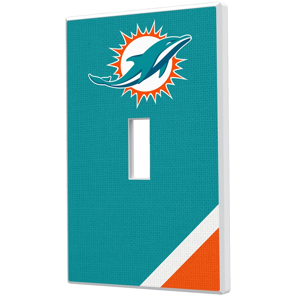 Miami Dolphins Diagonal Stripe Single Toggle Light Switch Plate