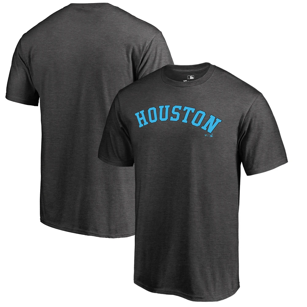 Men's Heathered Charcoal Houston Astros Blue Wordmark T-Shirt
