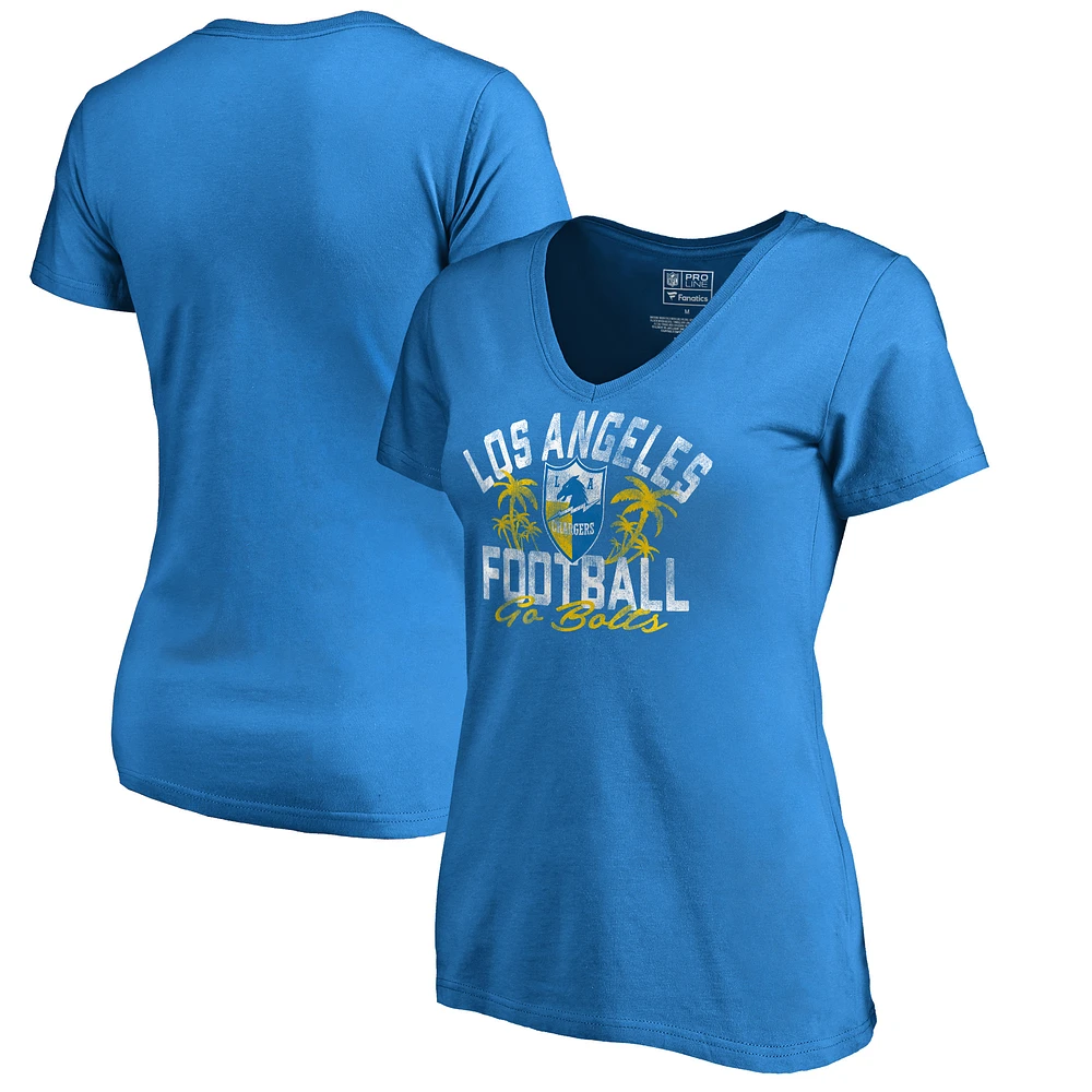 Women's Powder Blue Los Angeles Chargers Hometown Collection LA Football V-Neck T-Shirt
