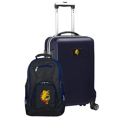 Ferris State Bulldogs Deluxe 2-Piece Backpack and Carry-On Set