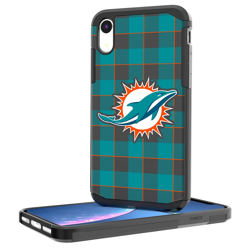 Miami Dolphins iPhone Rugged Plaid Design Case