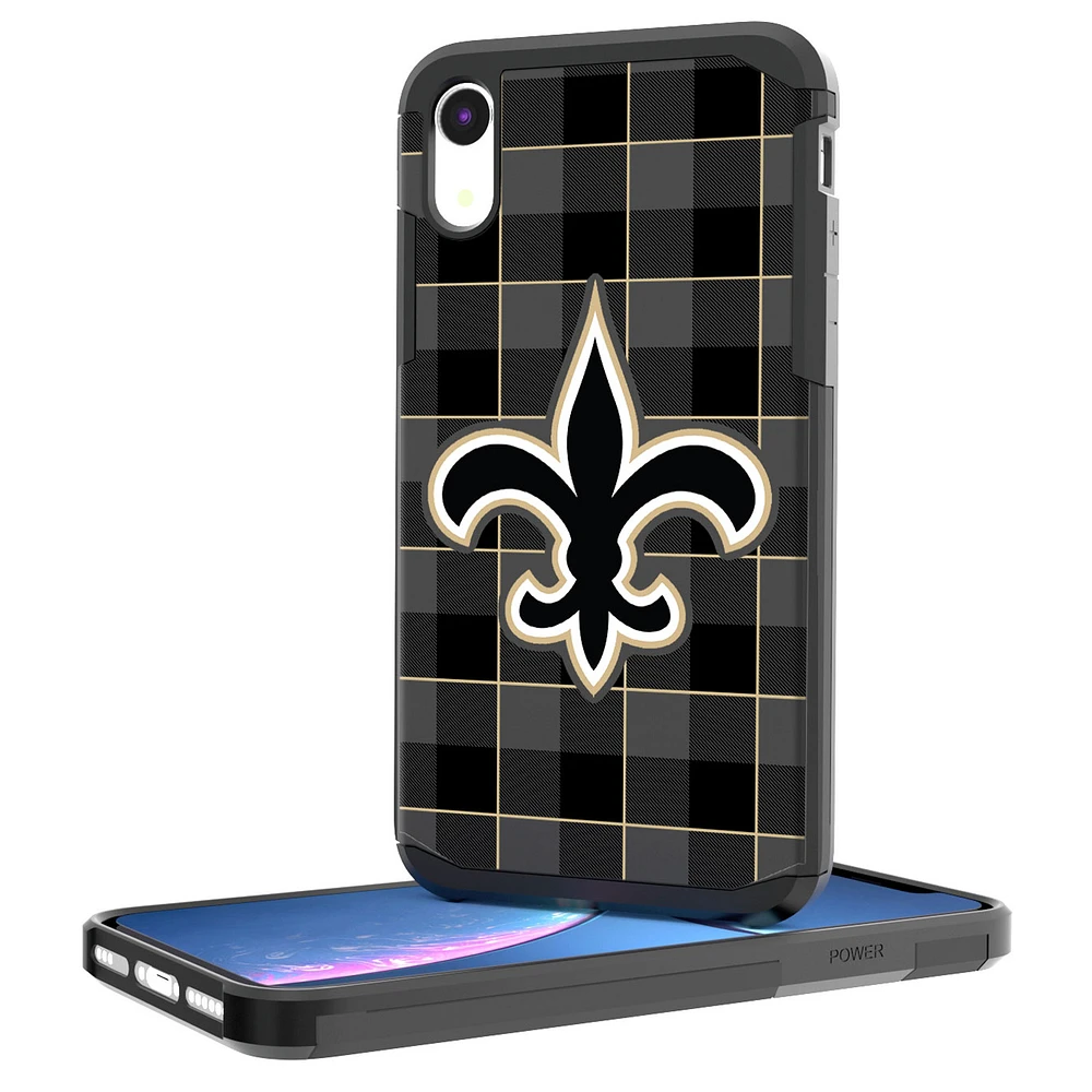 New Orleans Saints iPhone Rugged Plaid Design Case