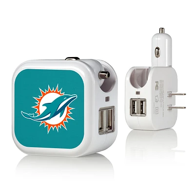 Miami Dolphins Solid Design USB Charger