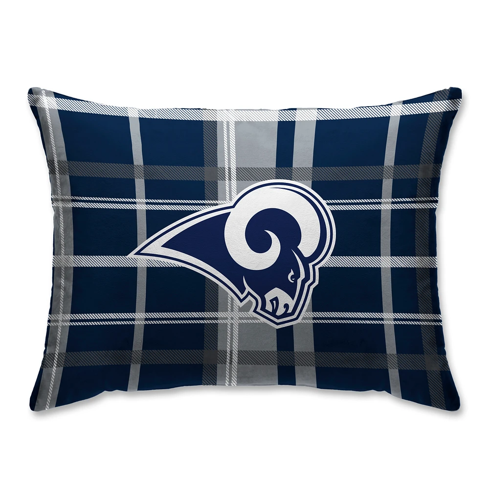Los Angeles Rams Plaid Plush Sherpa Bed Pillow - Blue