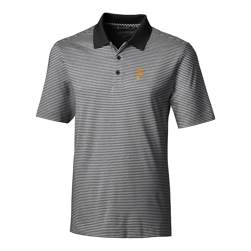 Men's Cutter & Buck Black Pittsburgh Pirates Big Tall Forge Tonal Stripe Polo