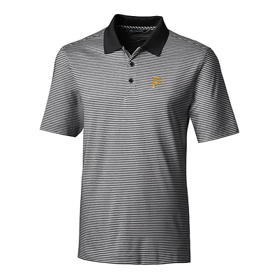 Men's Cutter & Buck Black Pittsburgh Pirates Big Tall Forge Tonal Stripe Polo