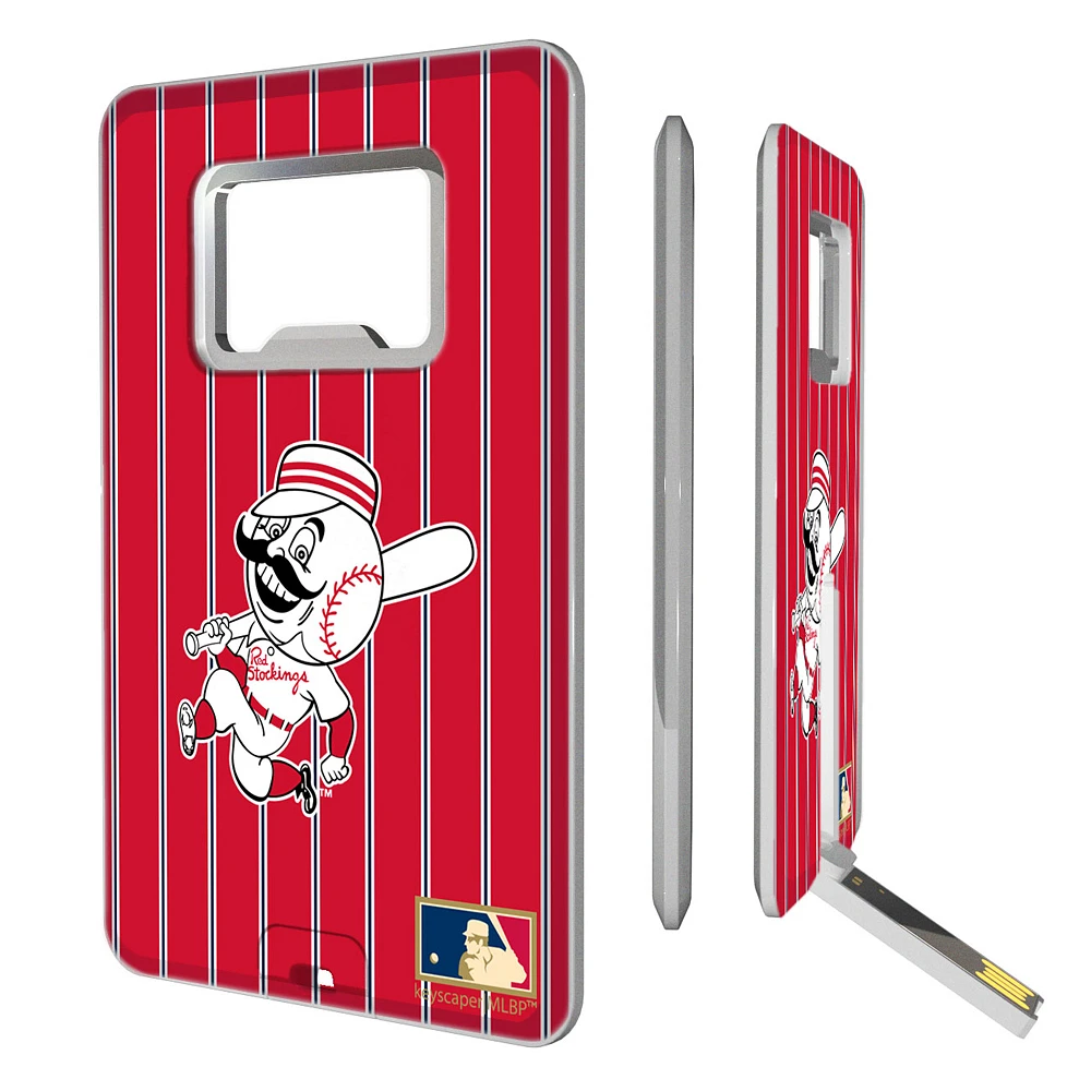 Cincinnati Reds 1953-1967 Cooperstown Pinstripe Credit Card USB Drive & Bottle Opener