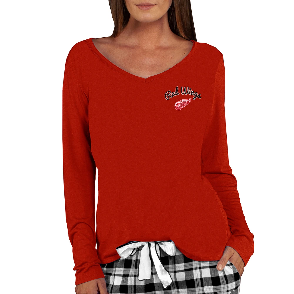 Women's Concepts Sport Red Detroit Wings Marathon Knit Long Sleeve V-Neck Top
