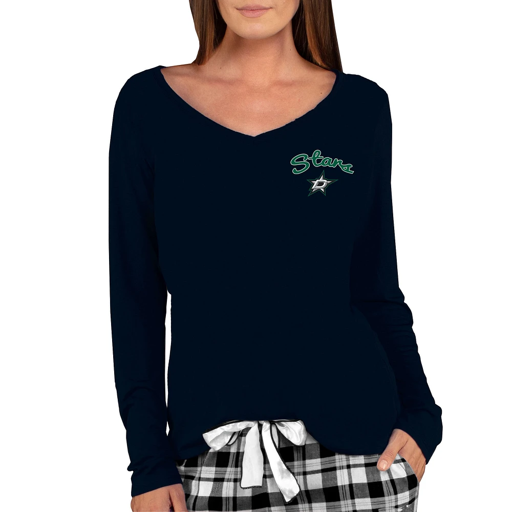 Women's Concepts Sport Black Dallas Stars Marathon Knit Long Sleeve V-Neck Top