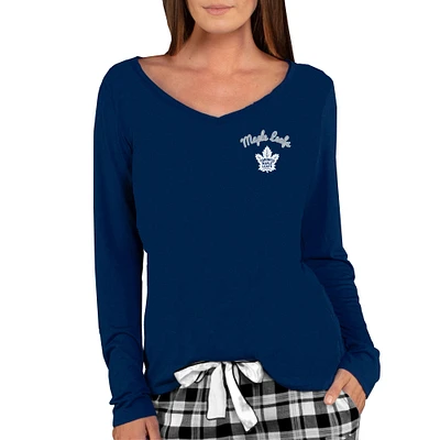 Women's Concepts Sport Navy Toronto Maple Leafs Marathon Knit Long Sleeve V-Neck Top