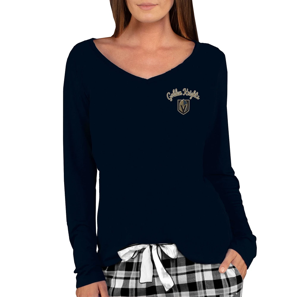 Women's Concepts Sport Black Vegas Golden Knights Marathon Knit Long Sleeve V-Neck Top