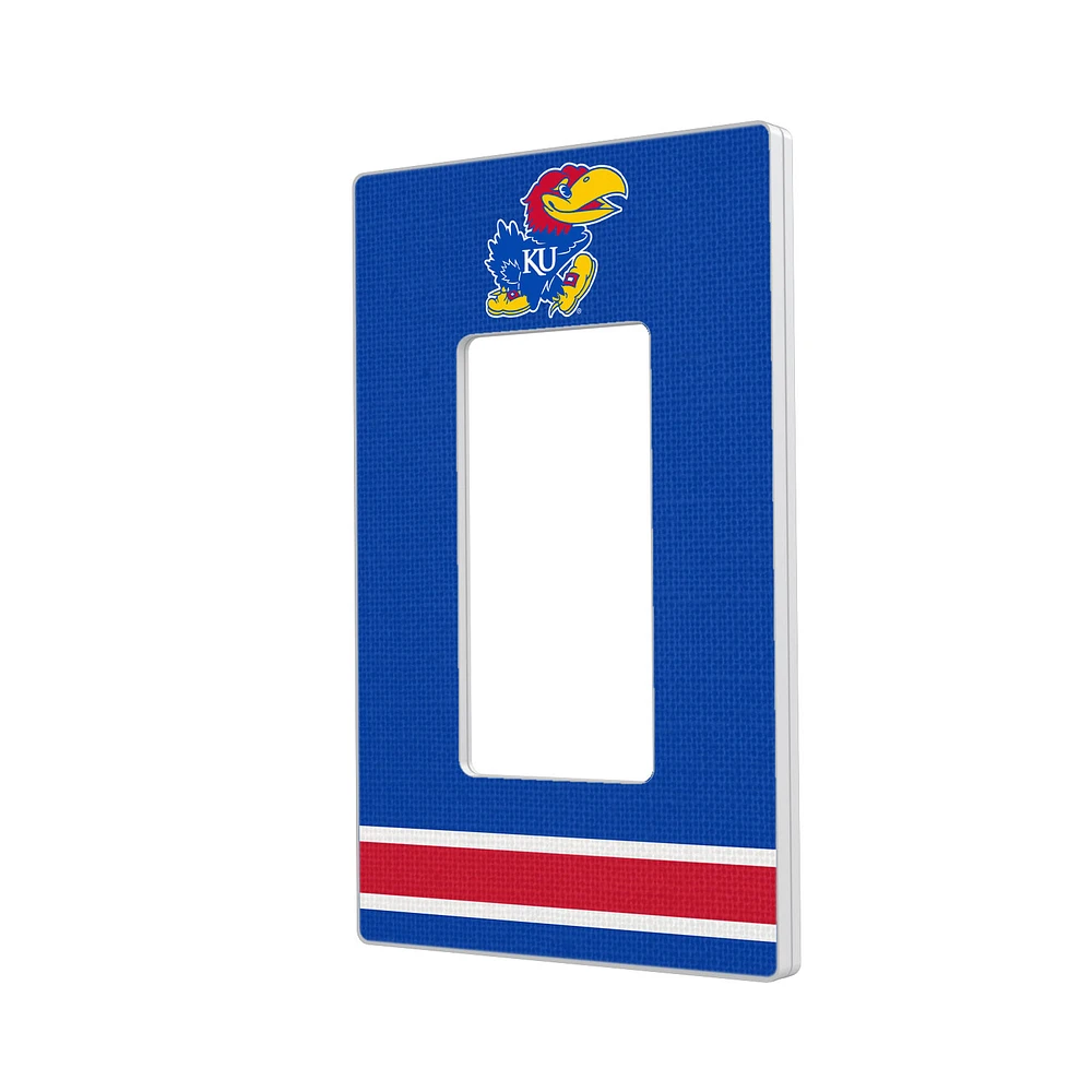 Kansas Jayhawks Stripe Design Single Rocker Light Switch Plate