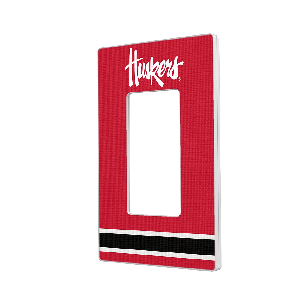 Nebraska Huskers Stripe Design Single Rocker Light Switch Plate