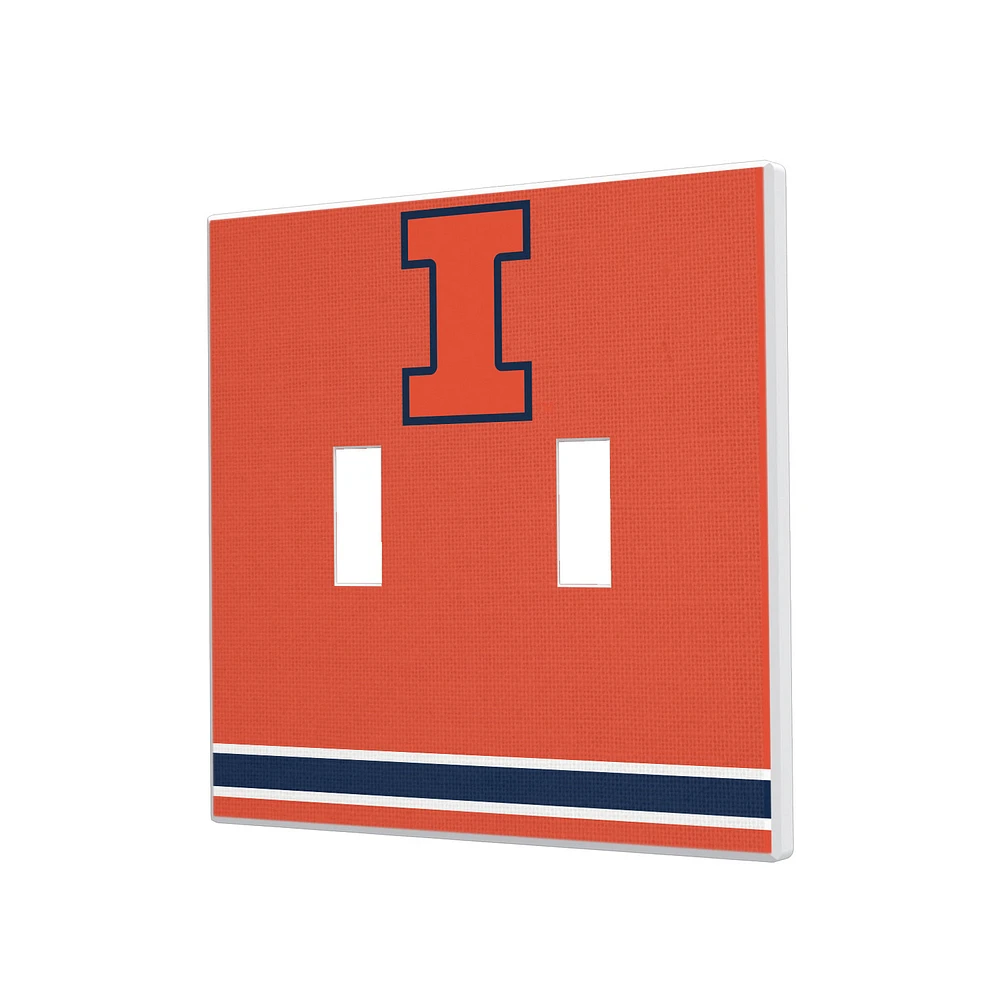 Illinois Fighting Illini Stripe Design Double Toggle Light Switch Plate