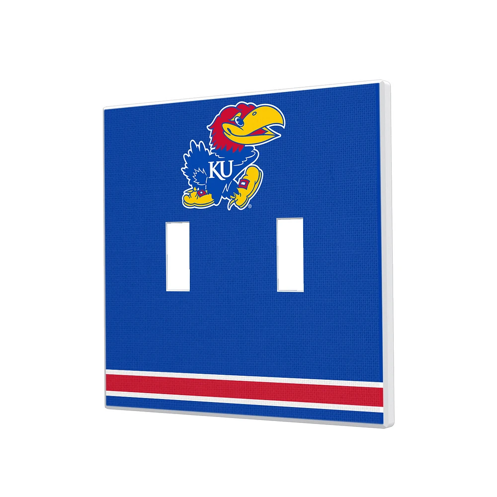 Kansas Jayhawks Stripe Design Double Toggle Light Switch Plate