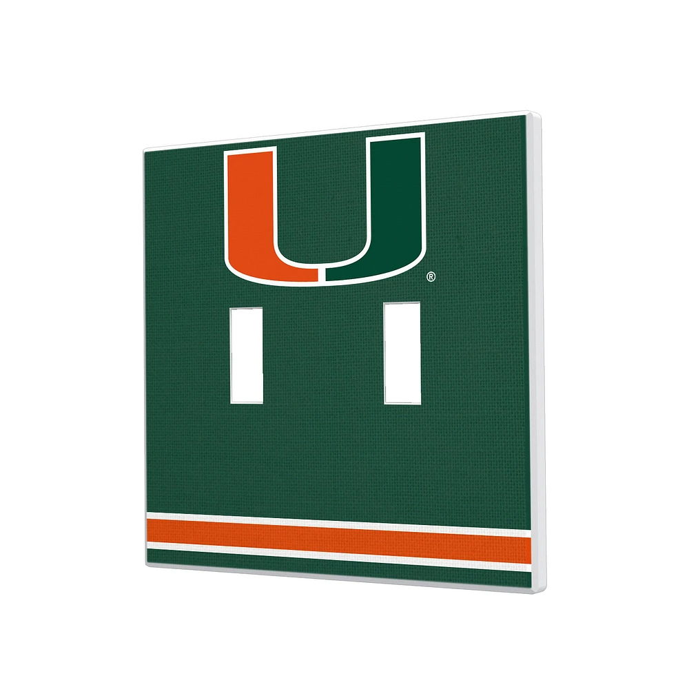 Miami Hurricanes Stripe Design Double Toggle Light Switch Plate