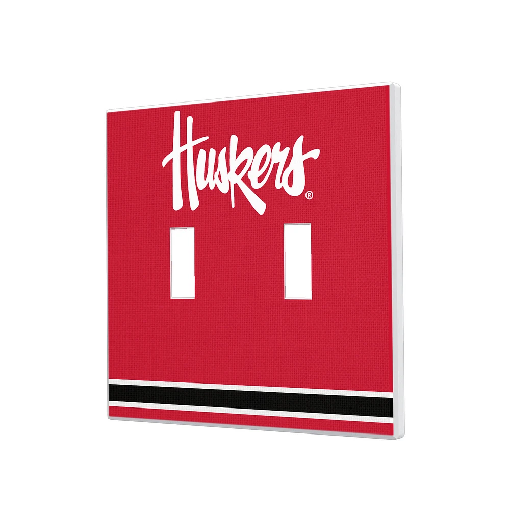 Nebraska Huskers Stripe Design Double Toggle Light Switch Plate