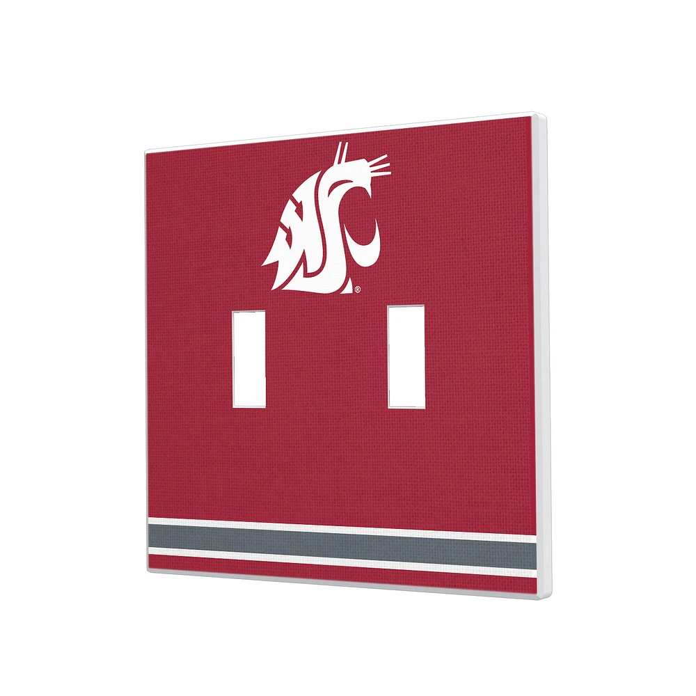 Washington State Cougars Stripe Design Double Toggle Light Switch Plate