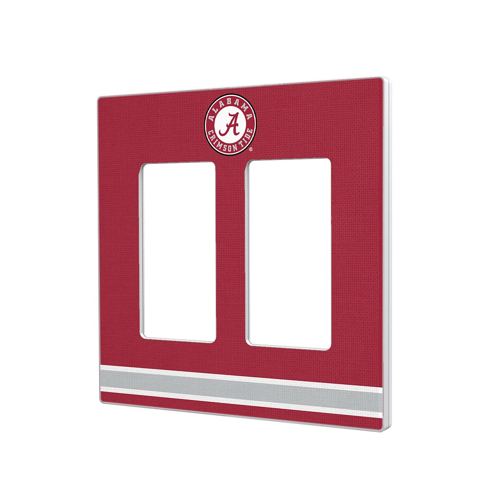 Alabama Crimson Tide Stripe Design Double Rocker Light Switch Plate