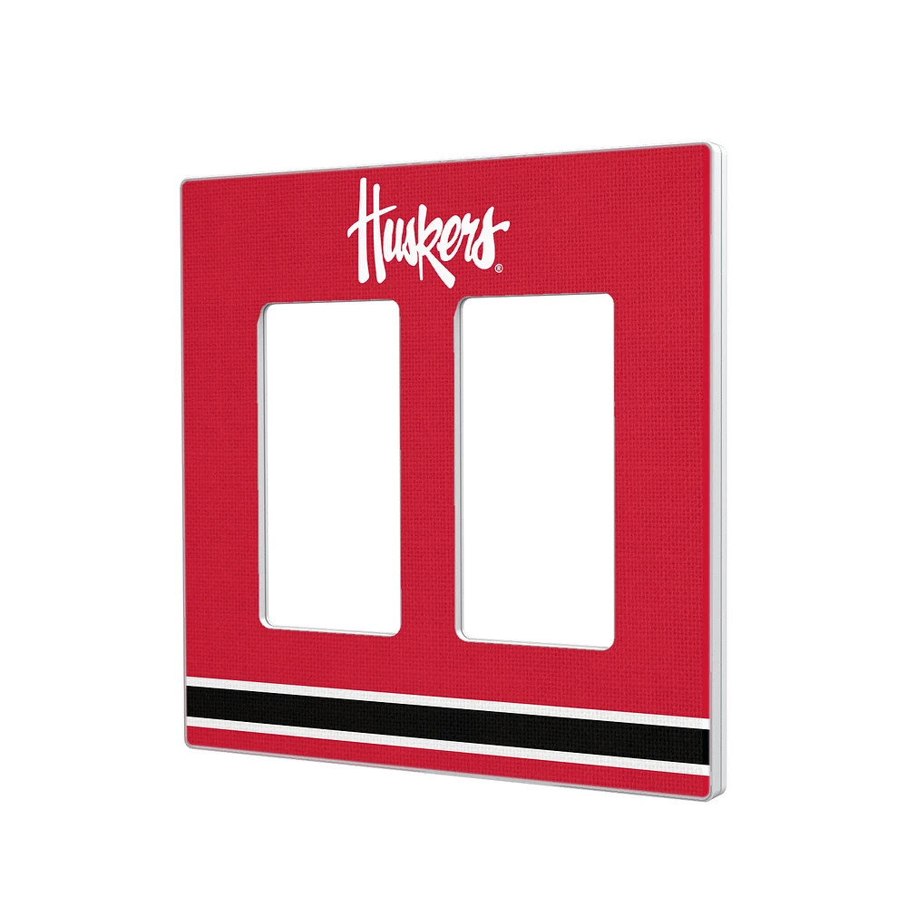 Nebraska Huskers Stripe Design Double Rocker Light Switch Plate