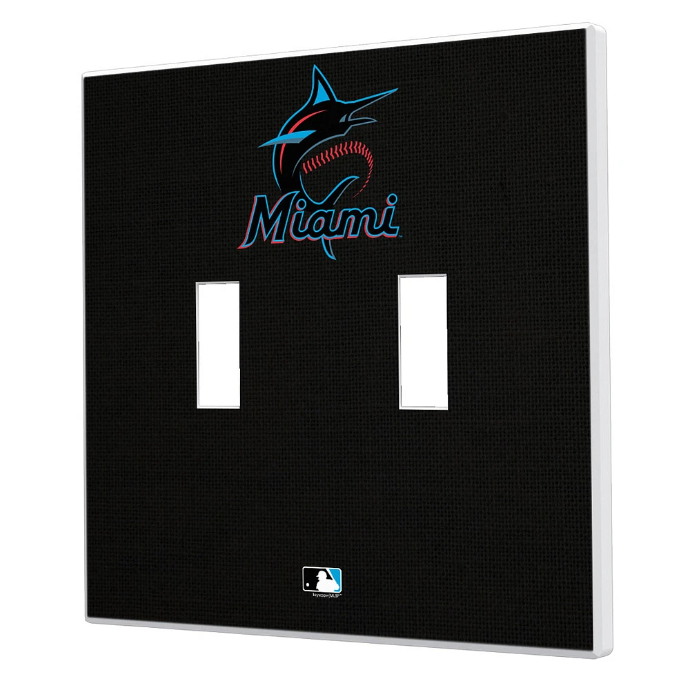 Miami Marlins Solid Design Double Toggle Light Switch Plate