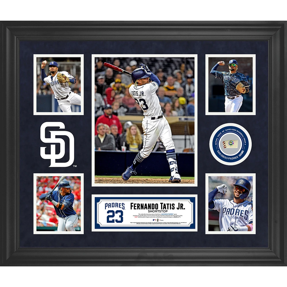 Fernando Tatis Jr. San Diego Padres Framed 5-Photo Collage with Piece of Game-Used Ball
