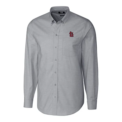 Men's Cutter & Buck Charcoal St. Louis Cardinals Big Tall Stretch Oxford Long Sleeve Button-Down Shirt