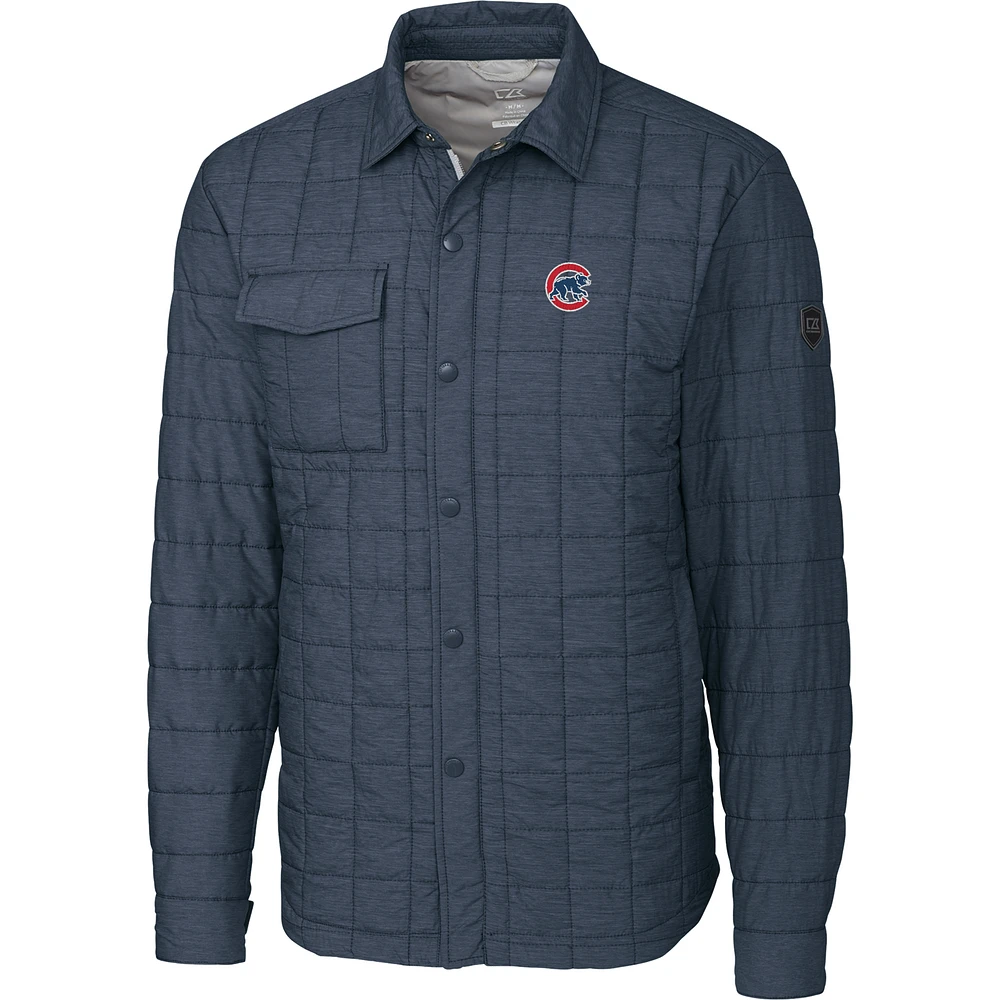 Men's Cutter & Buck Charcoal Chicago Cubs Big Tall Rainier Shirt Jacket