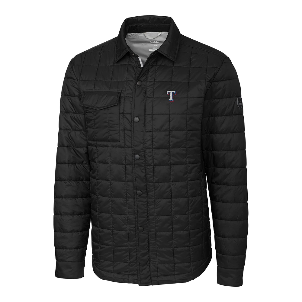 Men's Cutter & Buck Black Texas Rangers Big & Tall Rainier Shirt Jacket