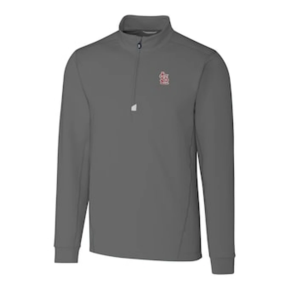 Men's Cutter & Buck Gray St. Louis Cardinals Big & Tall Traverse Half-Zip Pullover Jacket