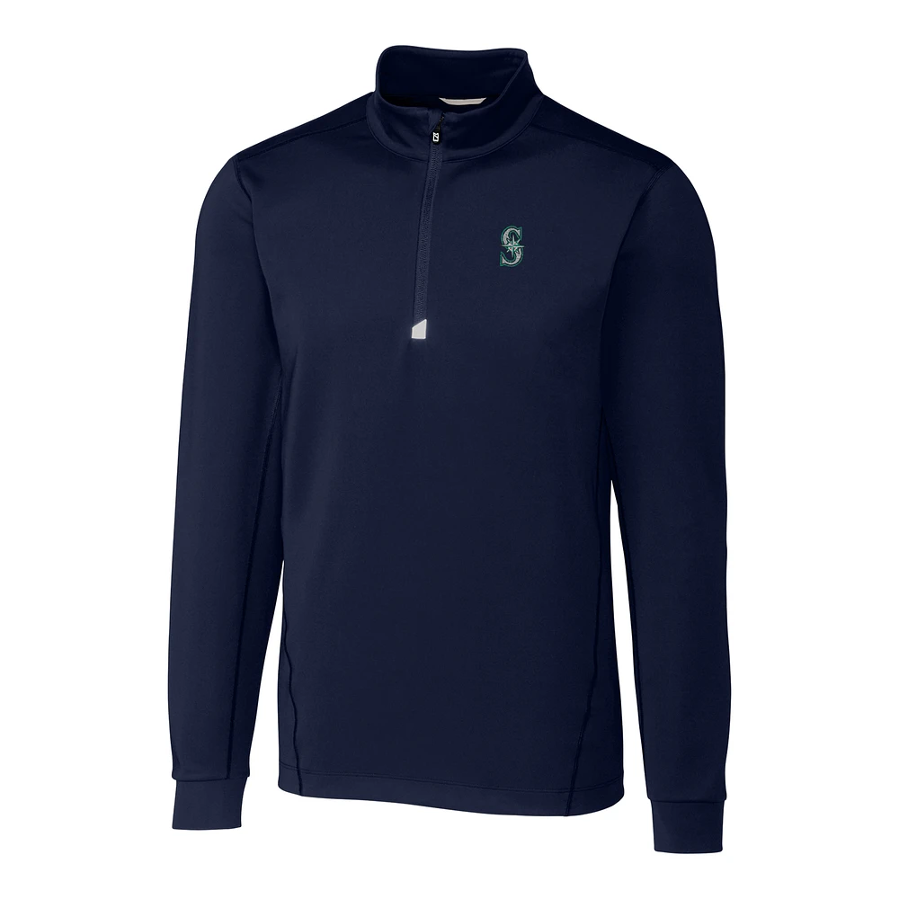 Men's Cutter & Buck Navy Seattle Mariners Big & Tall Traverse Half-Zip Pullover Jacket