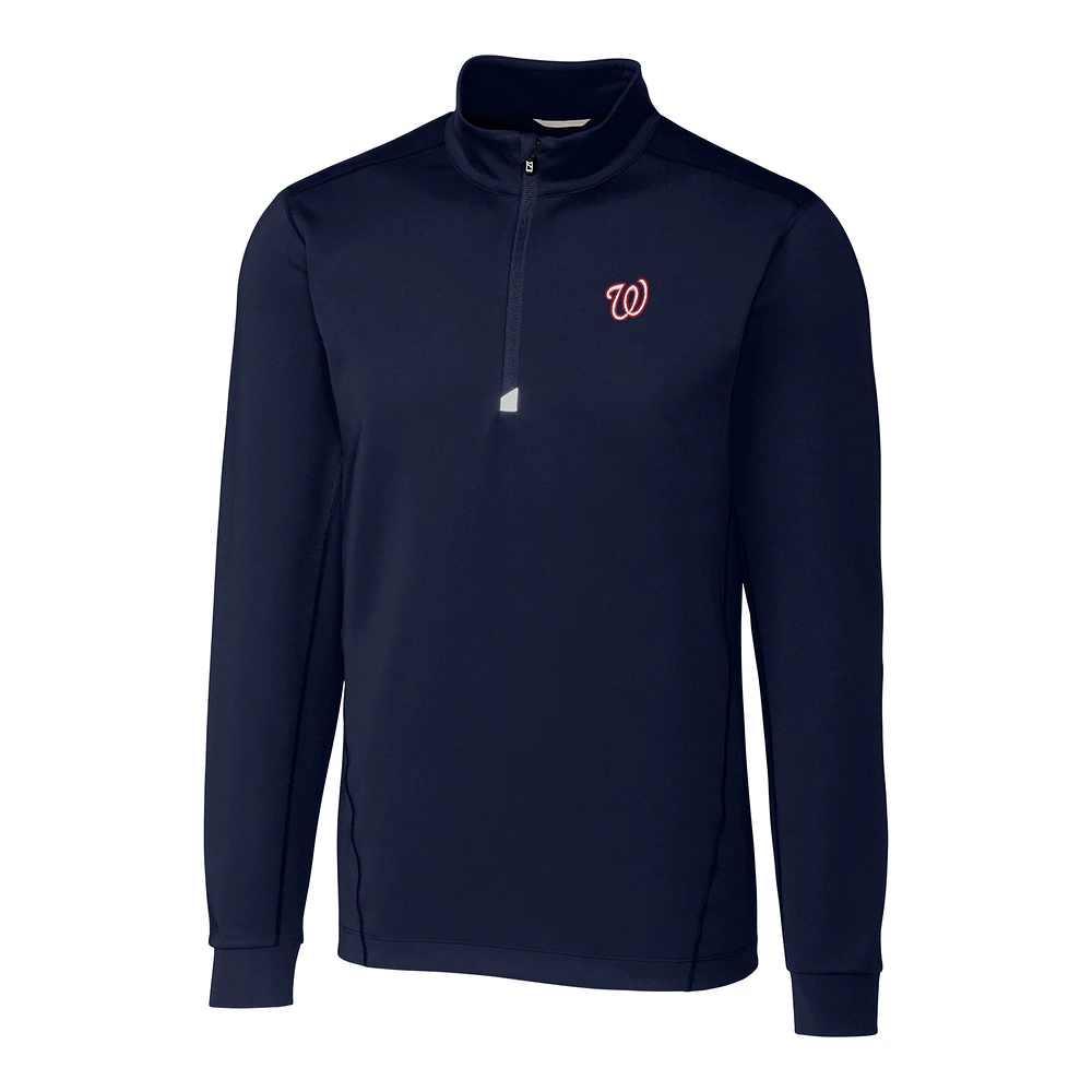 Men's Cutter & Buck Navy Washington Nationals Big Tall Traverse Half-Zip Pullover Jacket