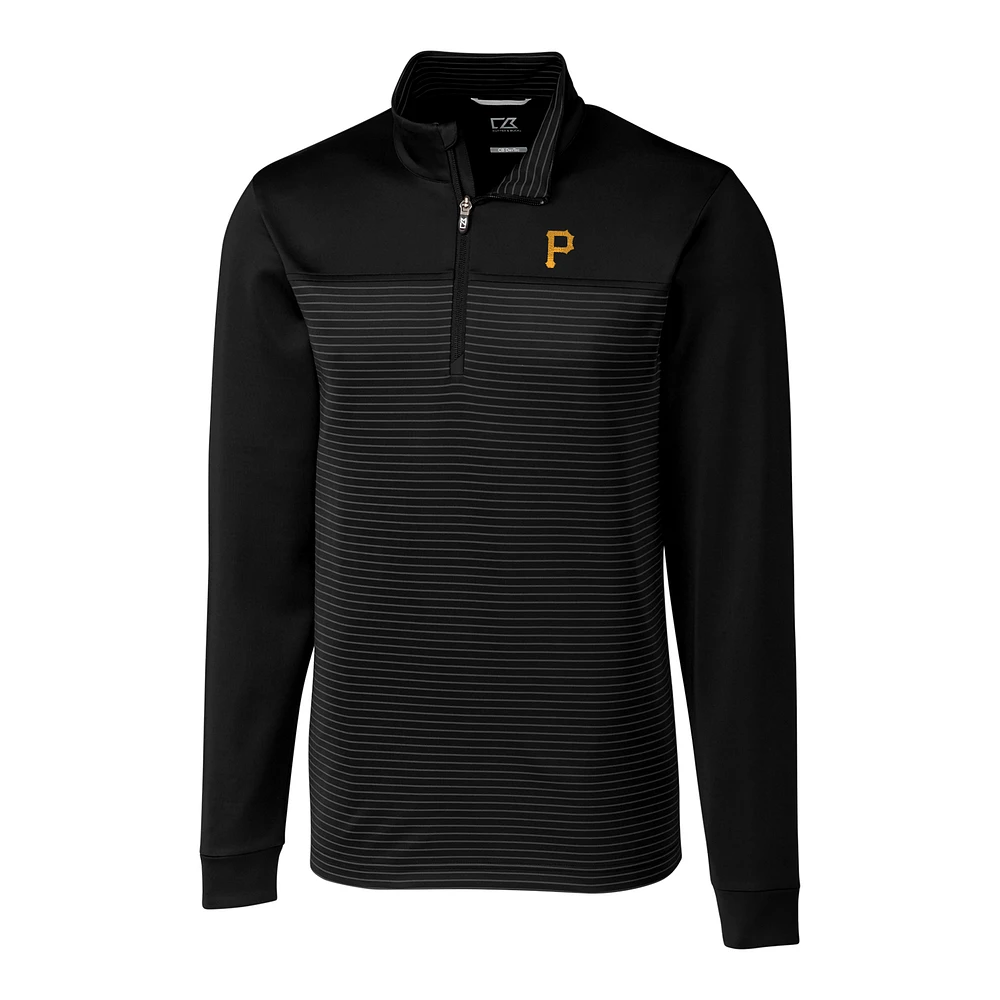 Men's Cutter & Buck Black Pittsburgh Pirates Big Tall Traverse Stripe Half-Zip Pullover Jacket