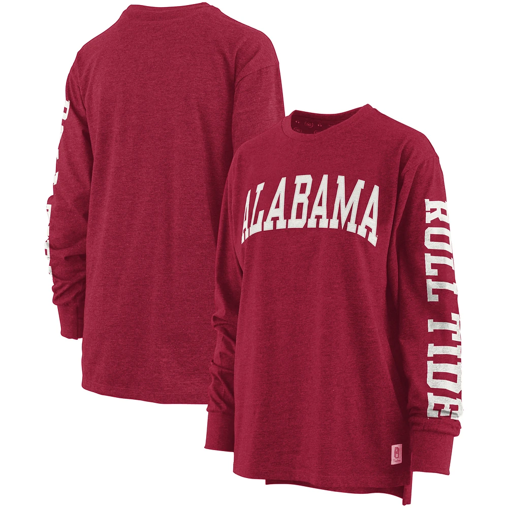 Women's Pressbox Crimson Alabama Crimson Tide Plus Size Two-Hit Canyon Long Sleeve T-Shirt