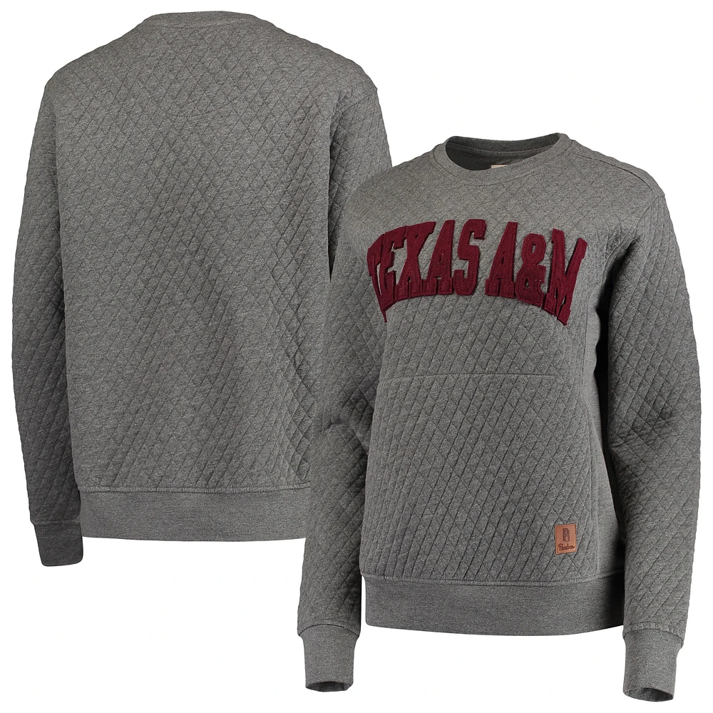 Women's Pressbox Heather Charcoal Texas A&M Aggies Moose Quilted Pullover Sweatshirt