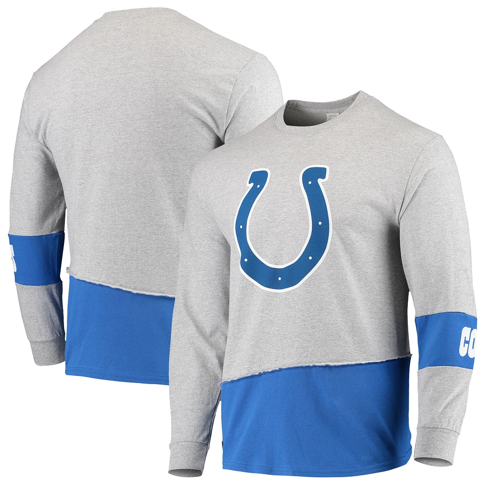 Men's Refried Apparel Gray/Royal Indianapolis Colts Sustainable Upcycled Angle Long Sleeve T-Shirt