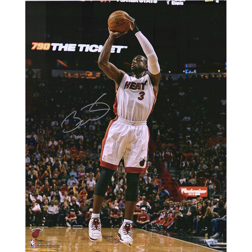 Dwyane Wade Miami Heat Autographed 16" x 20" Shooting in White Photograph
