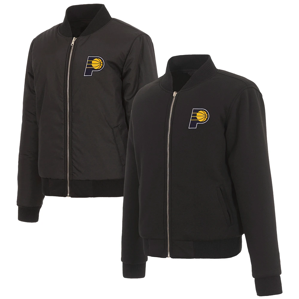 Indiana Pacers JH Design Women's Reversible Jacket with Fleece and Nylon Sides - Black